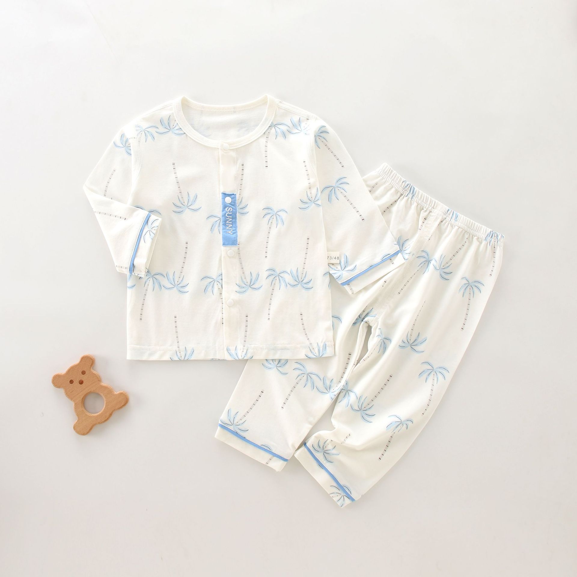 新生儿衣服分体夏季超薄莫代尔长袖宝宝空调服婴儿套装两件 套a类