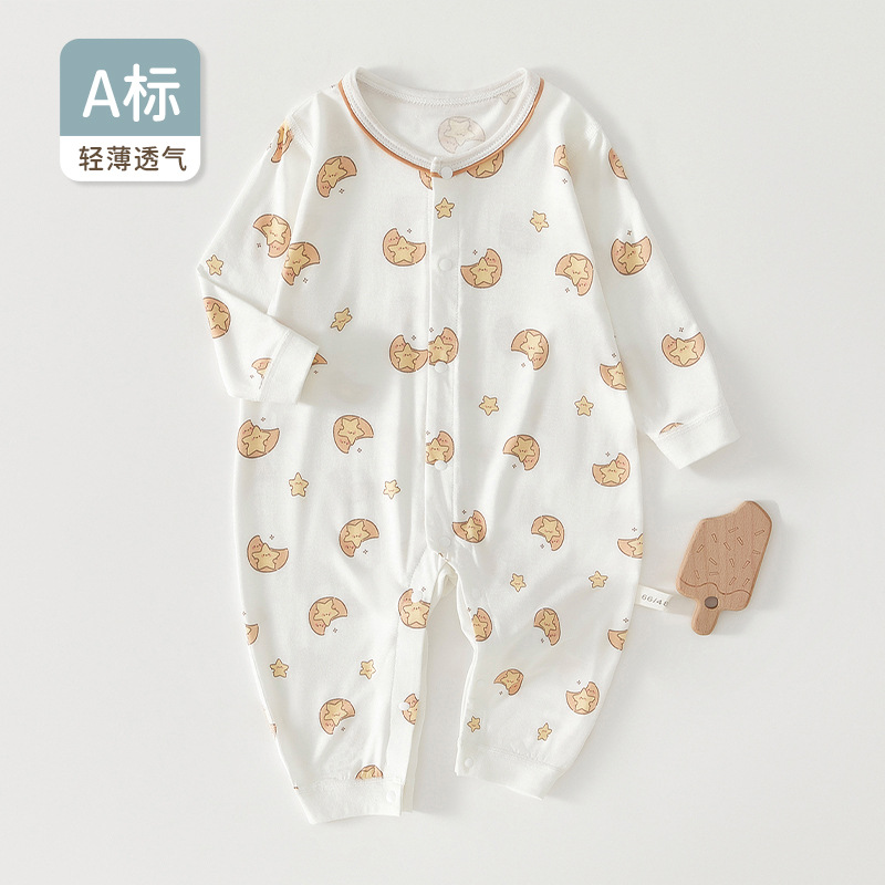 婴儿衣服a类男女莫代尔宝宝新生儿睡衣无骨夏季爬服外出连体衣