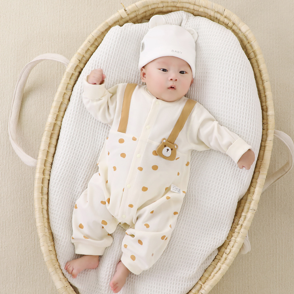 婴儿连体衣春秋纯棉无骨宝宝哈衣长袖爬服幼童包屁衣新生儿衣服