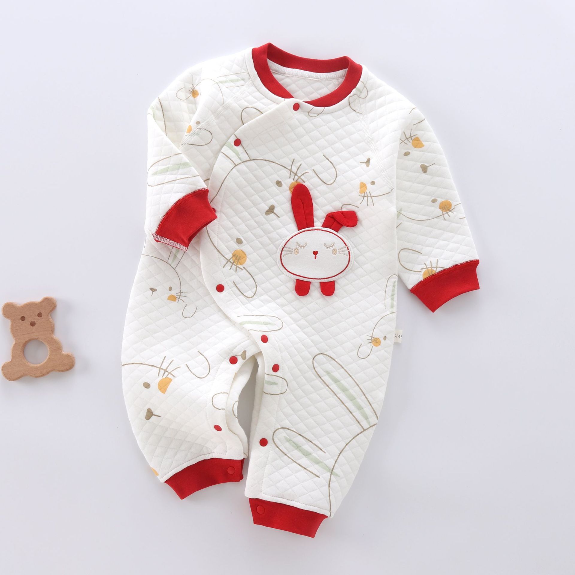 婴儿连体衣兔年宝宝衣服外出洋气拜年服包屁衣婴幼儿衣服夹棉冬季