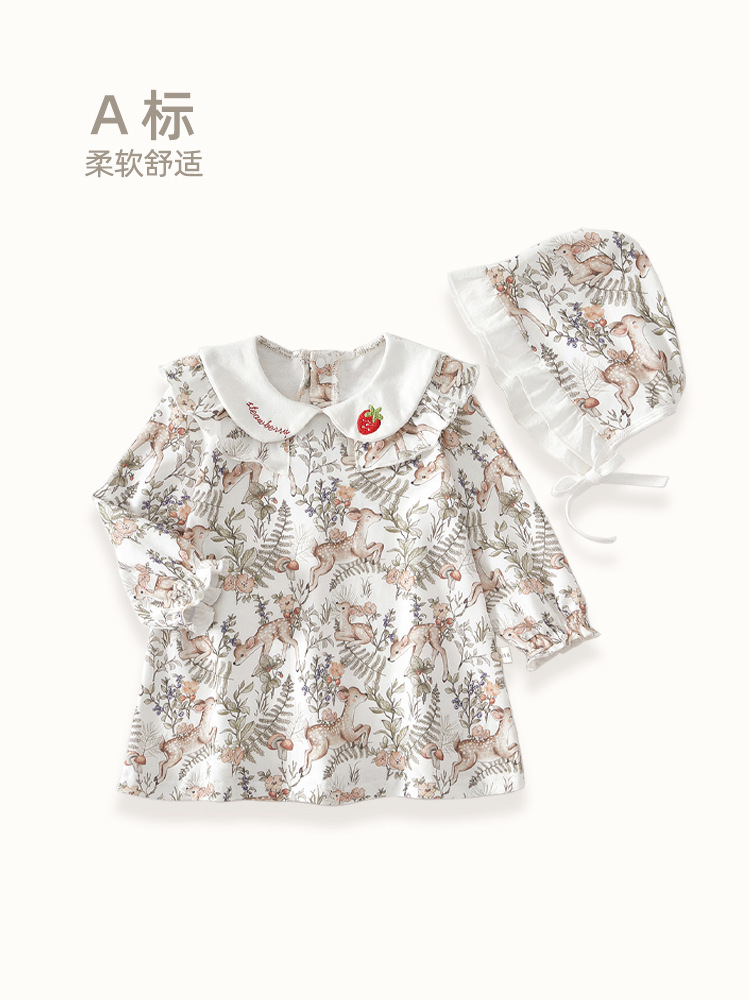 女童连衣裙婴儿服春秋新款a类碎花上衣宝宝裙子家居睡裙儿童睡衣