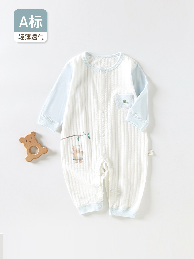 婴儿衣服春夏季连体衣宝宝轻薄款空调服家居爬服哈衣透气长袖睡衣