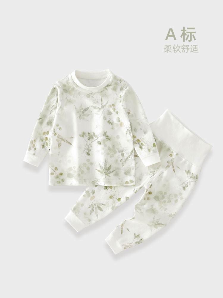 婴儿分体衣服a类春秋儿童套装秋衣秋裤套头宝宝秋衣纯棉无骨睡衣
