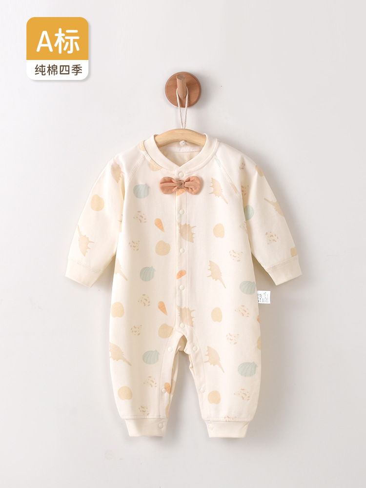 新生婴儿春秋款连体衣初生宝宝满月婴幼儿内衣纯棉哈衣爬服外出