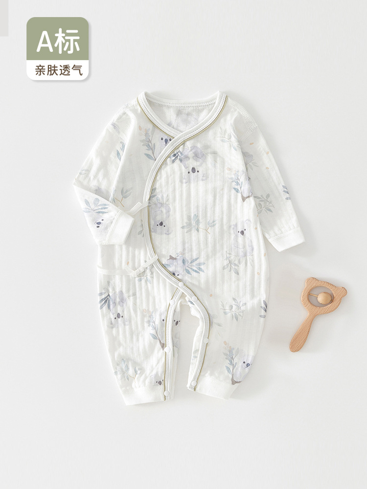 婴儿连体衣夏季薄款男女宝宝长袖空调服新生儿蝴蝶衣初生和尚睡衣