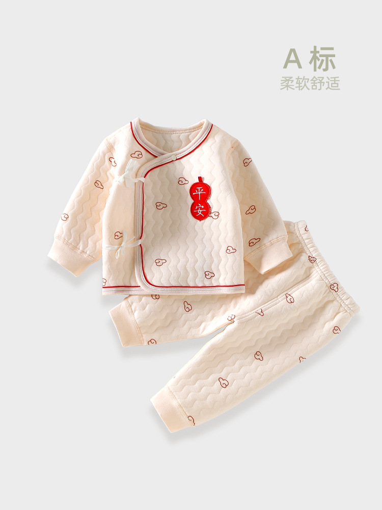 宝宝保暖衣套装秋冬纯棉婴幼儿衣服夹棉新生儿保暖内衣秋衣秋裤