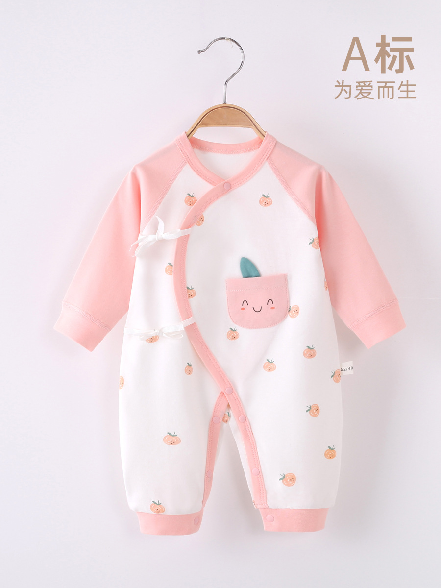婴儿连体衣春秋新生儿衣服包屁衣可爱宝宝绑带蝴蝶衣A纯棉四季款