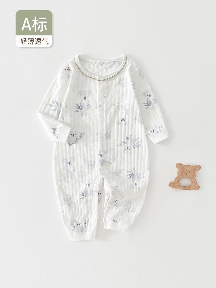 婴儿衣服春夏季连体衣宝宝轻薄款空调服家居爬服哈衣透气长袖睡衣