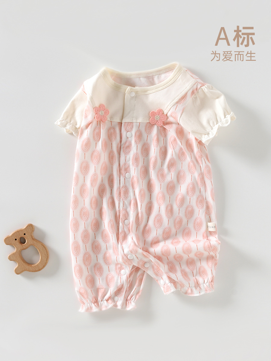 婴儿短袖连体衣可爱女宝宝夏装哈衣安阳婴童装薄新生幼儿爬服外出