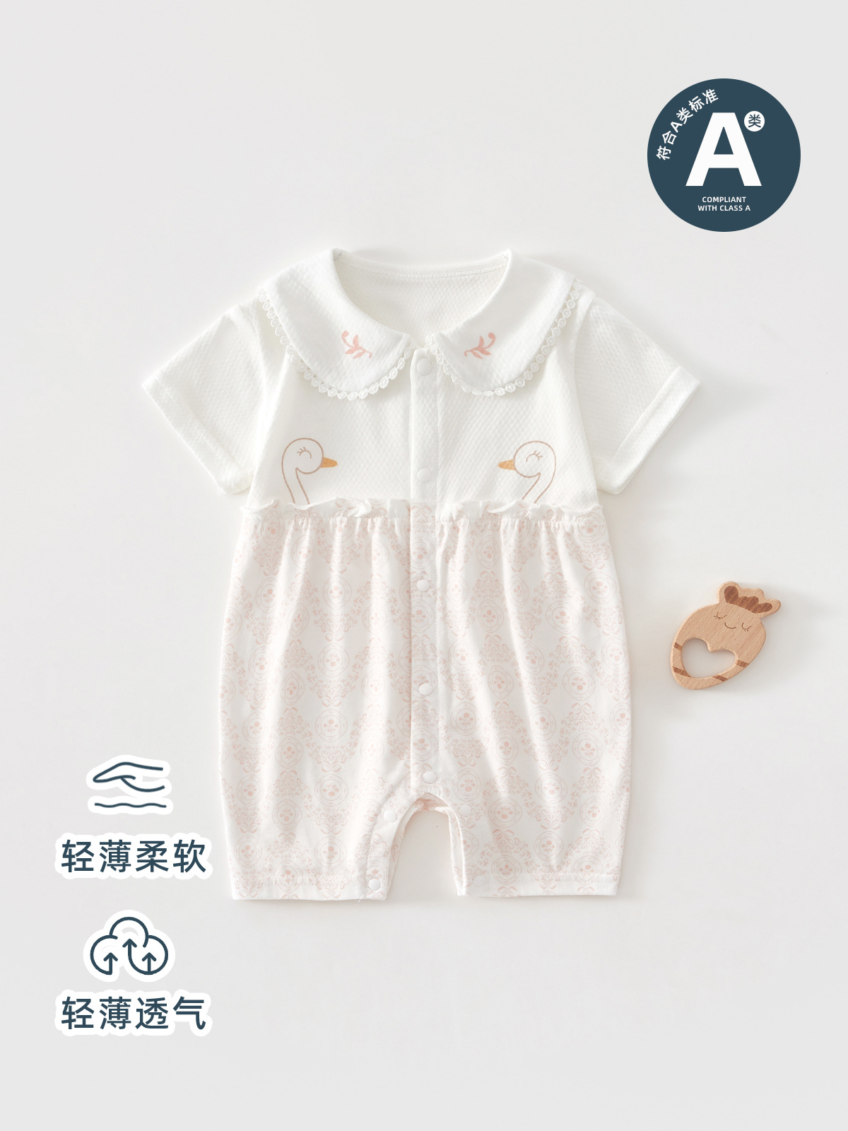 婴幼儿连体衣夏装薄款纯棉短袖公主宝宝哈衣爬服新生儿夏季衣服a