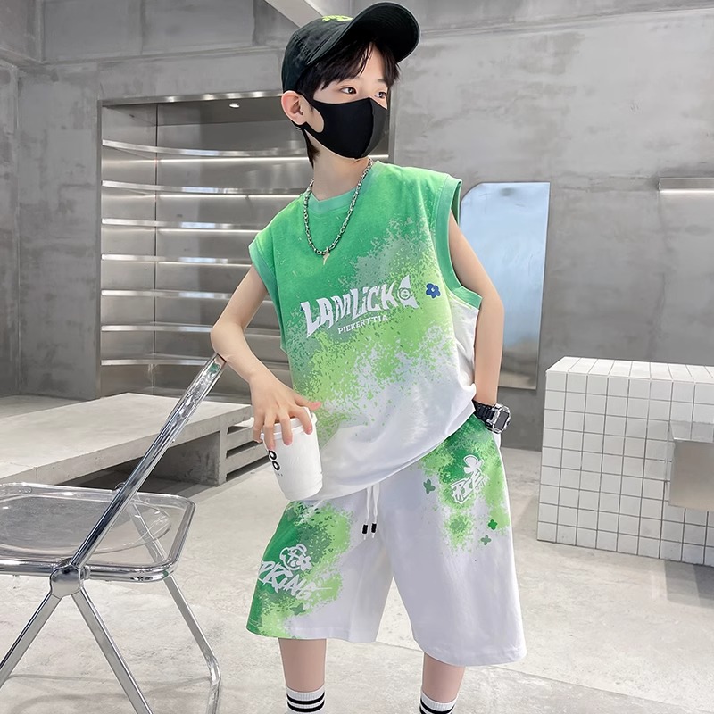 男童夏装无袖背心套装2024新款夏季男童休闲时尚儿童运动帅气潮装