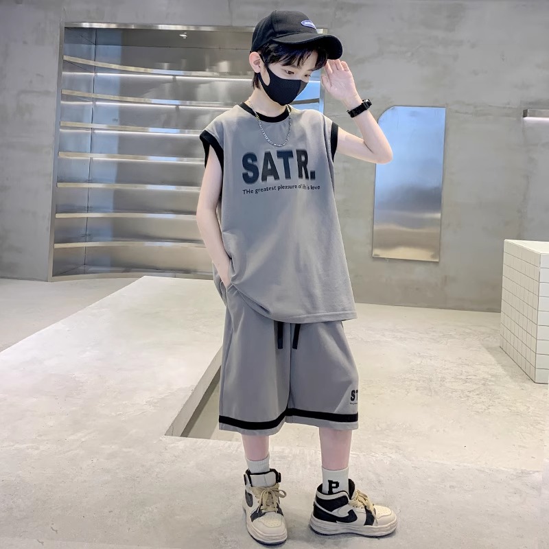 男童夏装套装篮球服2024新款夏季无袖时尚透气儿童夏款运动休闲