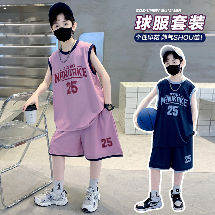 男童夏装无袖背心套装2024新款夏季男童中大儿童痞帅休闲帅气潮装