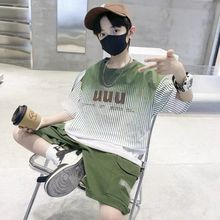 男童短袖套装夏季大童2025新款儿童夏装休闲男孩洋气帅气时髦酷潮