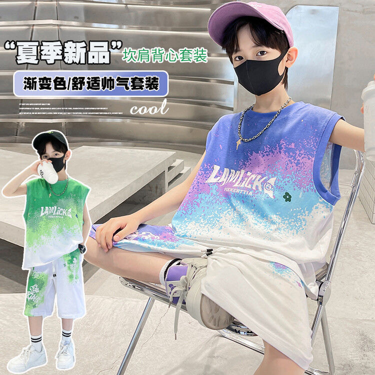 男童夏装无袖背心套装2025新款夏季男童休闲时尚儿童运动帅气潮装