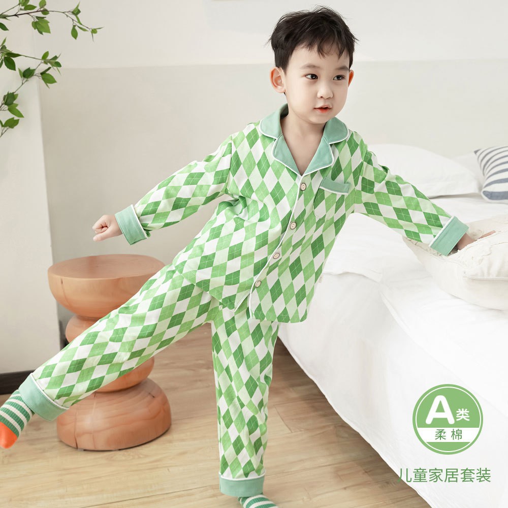 小印象儿童家居服套装a类纯棉中大童长袖开衫春秋儿童睡衣24新款