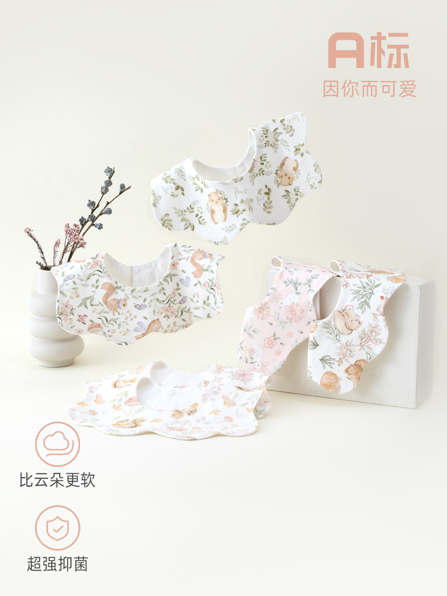 大号新生儿围嘴tpu防水婴儿口水巾360°旋转宝宝围兜a类婴儿围嘴