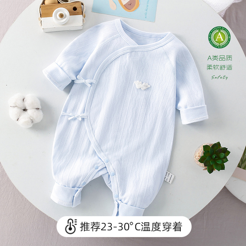 新生婴儿衣服a类婴儿哈衣纯棉无骨春秋初生宝宝和尚服婴儿连体衣