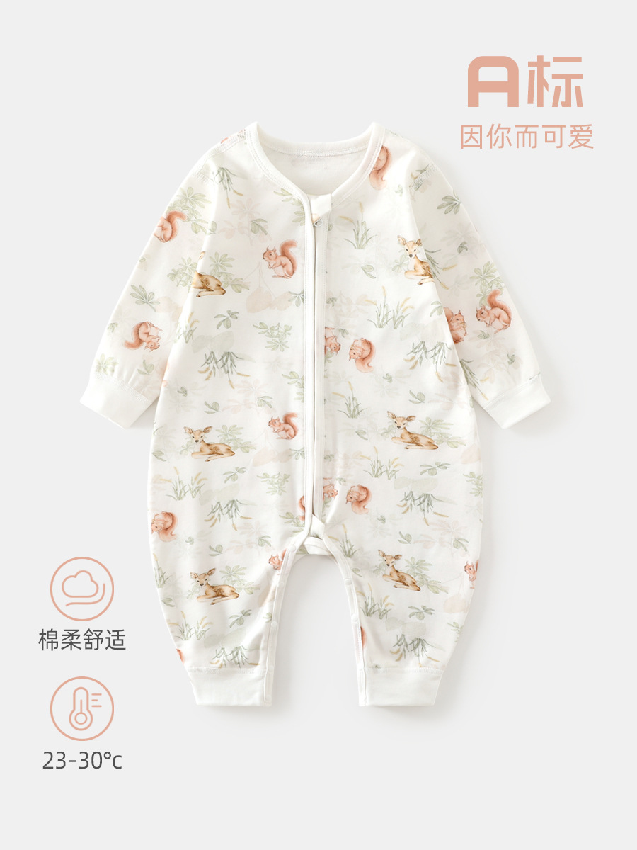 全棉婴儿睡袋a类四季款拉链新生儿防踢被宝宝睡衣棉无骨婴儿睡袋