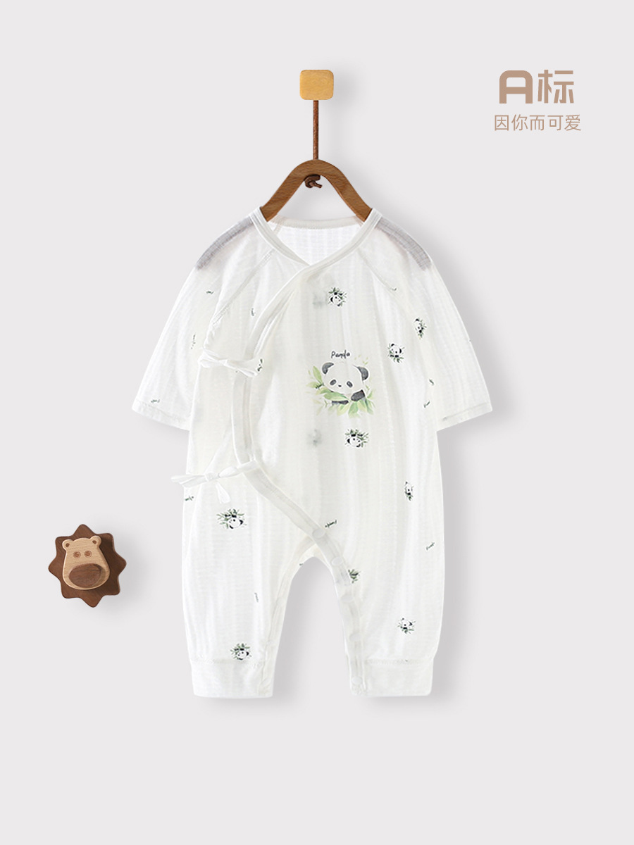 夏季新生儿连体衣婴儿纯棉薄款哈衣长袖宝宝夏装空调服婴儿连体衣