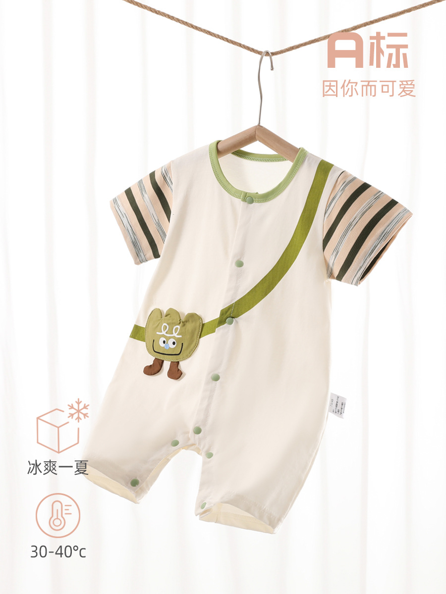 婴儿连体衣夏季宝宝哈衣薄婴儿衣服短袖宝宝爬服外出新生儿连体衣