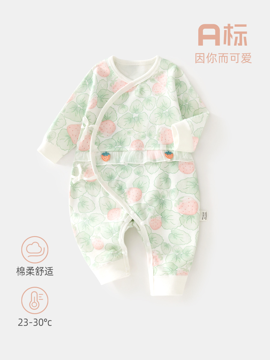 全棉婴儿蝴蝶衣a类宝宝爬服无骨新生儿和尚服宝宝家居服婴儿衣服