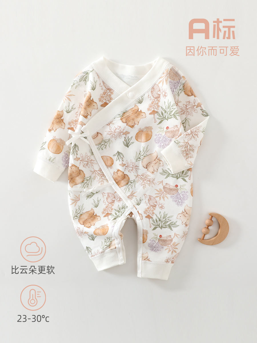 竹纤维新生儿包屁衣冰爽宝宝爬服哈衣夏季婴儿衣服无骨婴儿包屁衣