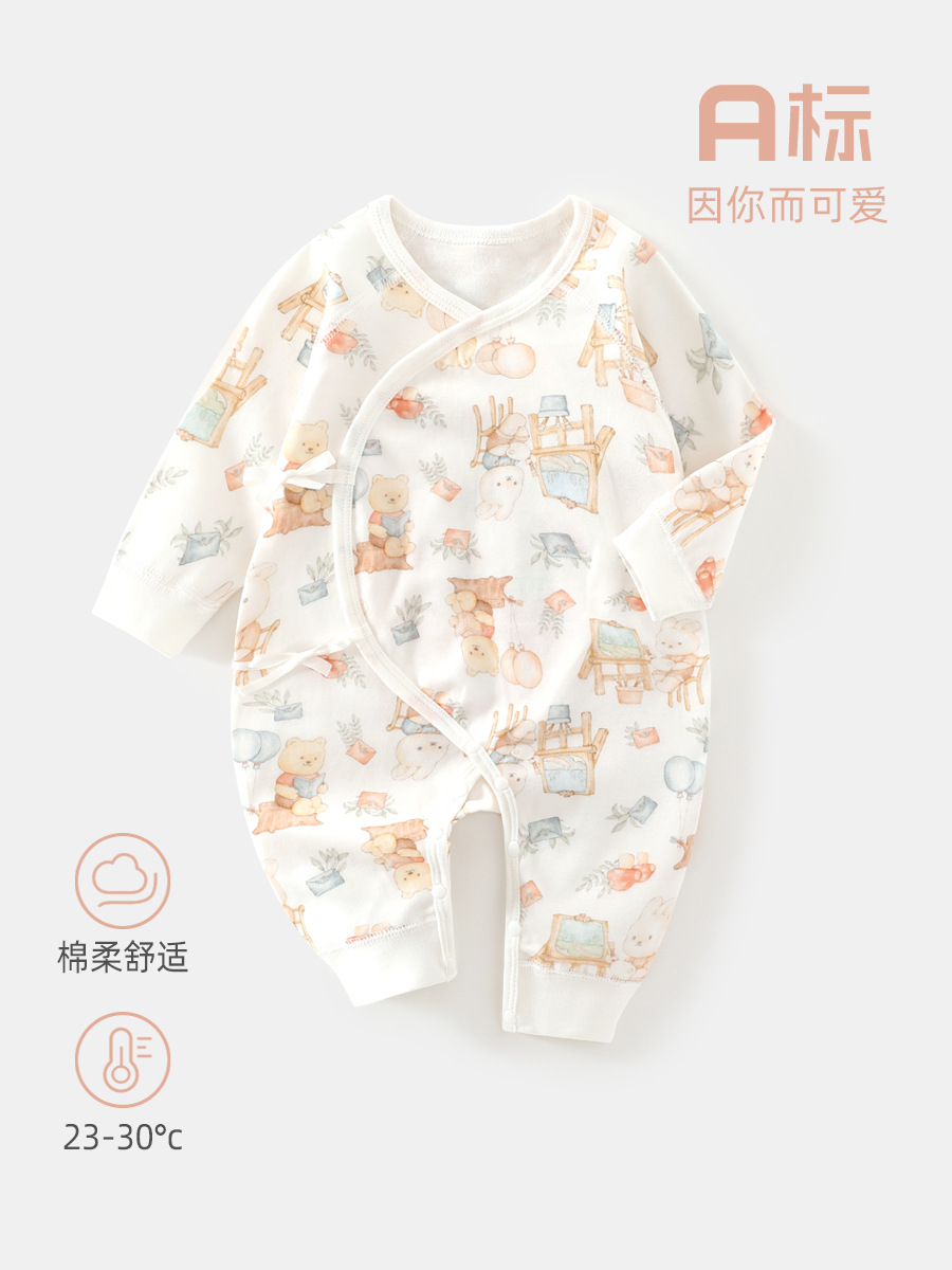 全棉婴儿蝴蝶衣a类宝宝爬服新生儿睡衣棉宝宝家居服四季婴儿衣服