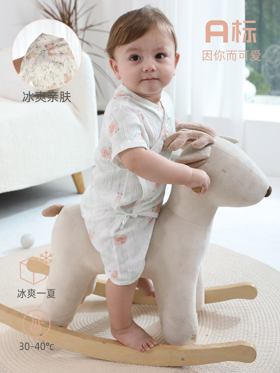 冰爽婴儿连体衣夏季婴儿衣服无骨宝宝爬服宝宝哈衣薄新生儿连体衣