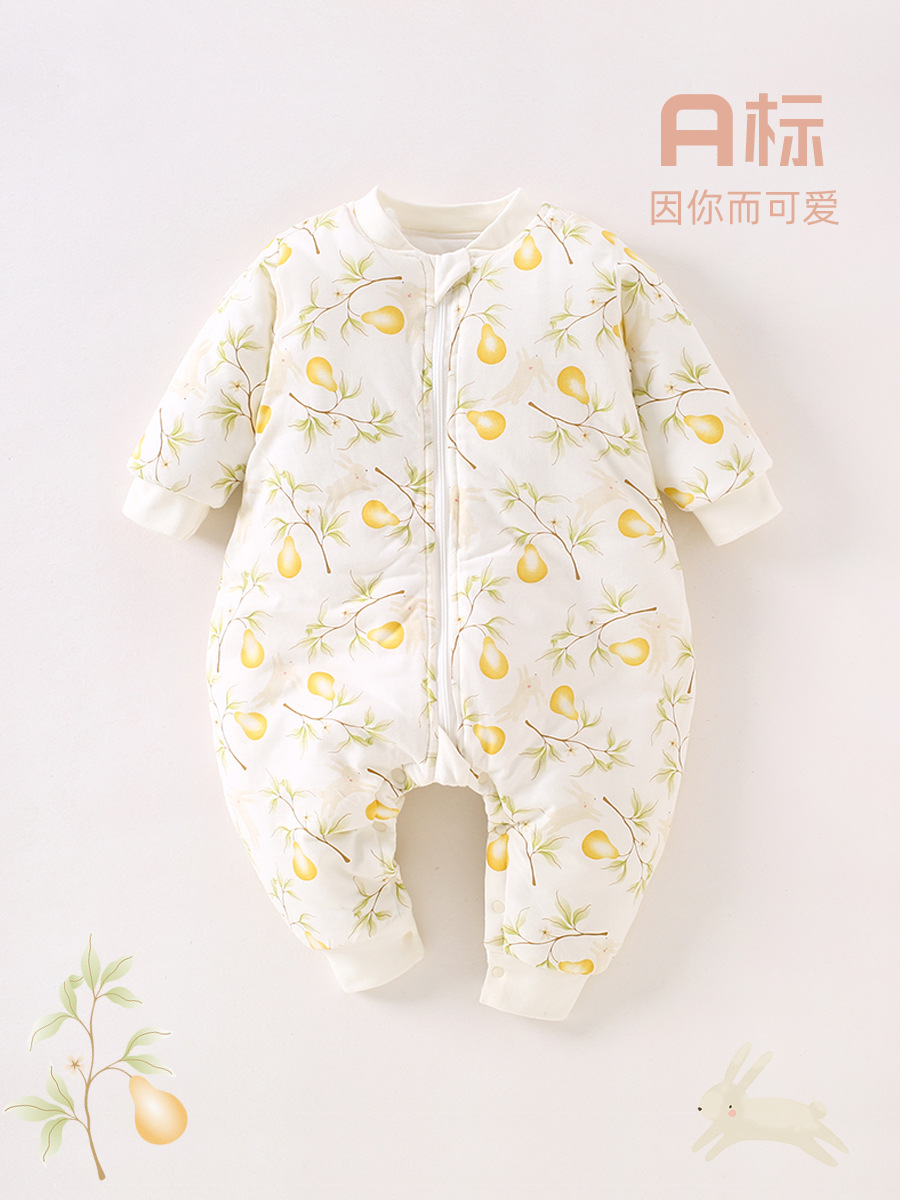 婴儿睡袋秋冬a类120g加厚棉无骨宝宝防踢被婴儿衣服儿童分腿睡袋