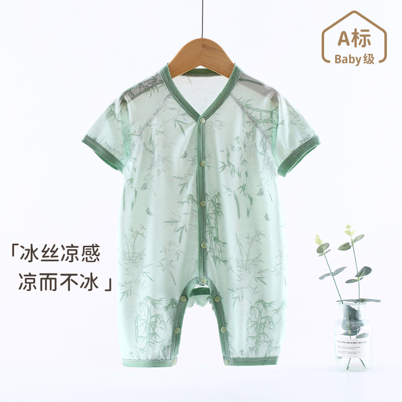 婴儿夏季短袖连体衣宝宝薄款半袖哈衣爬服夏款新生儿外出服衣服