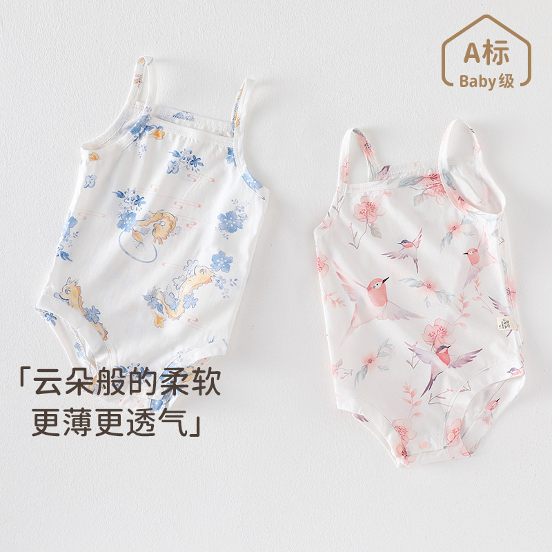 宝宝吊带包屁衣夏季薄款婴儿衣服夏天背心哈衣爬服新生儿儿连体衣