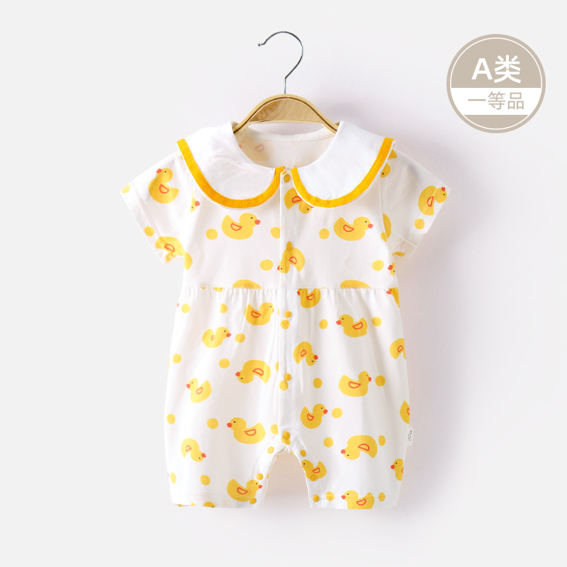 新生婴儿儿夏装衣服薄款连体衣夏季睡衣女婴宝宝超萌洋气网红哈衣
