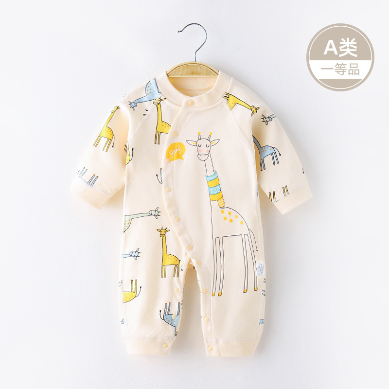 婴儿连体衣服春秋打底新生儿睡衣四季款空调服宝宝春装哈衣爬爬服