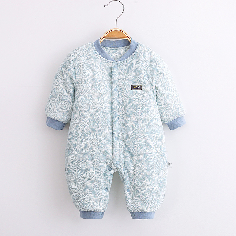 生婴儿连体衣加棉加厚保暖棉衣服宝宝夹棉服秋冬季套装 冬装哈衣