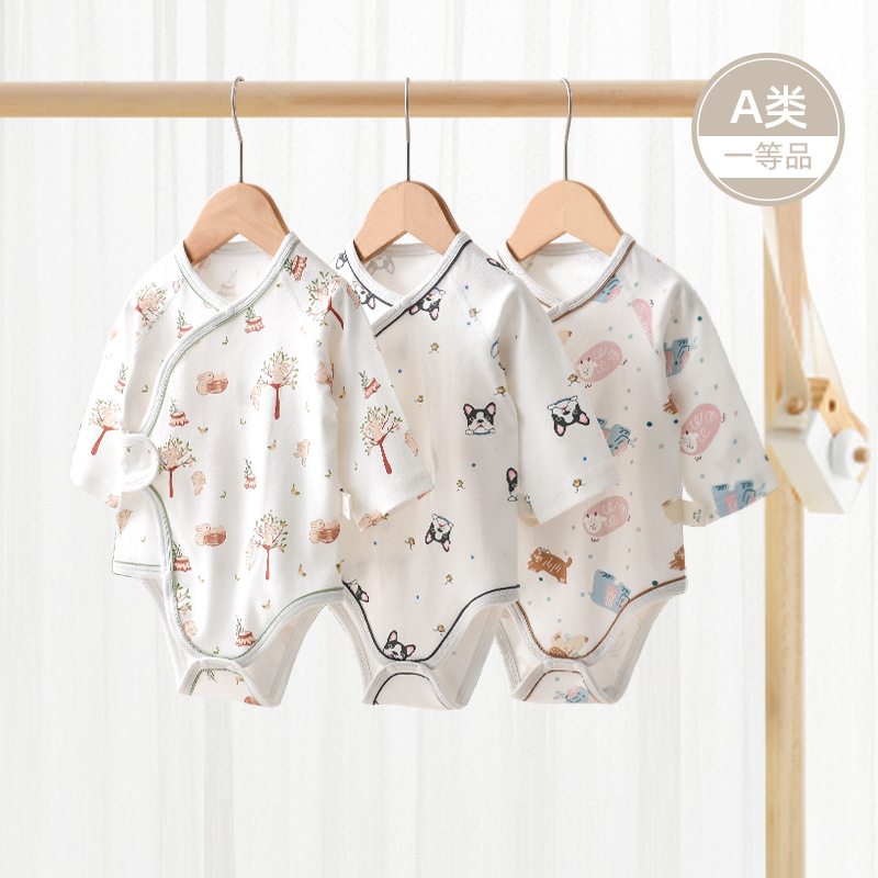 新生婴儿衣服春秋季连体衣宝宝纯棉长袖包屁衣满月服三角哈衣春装