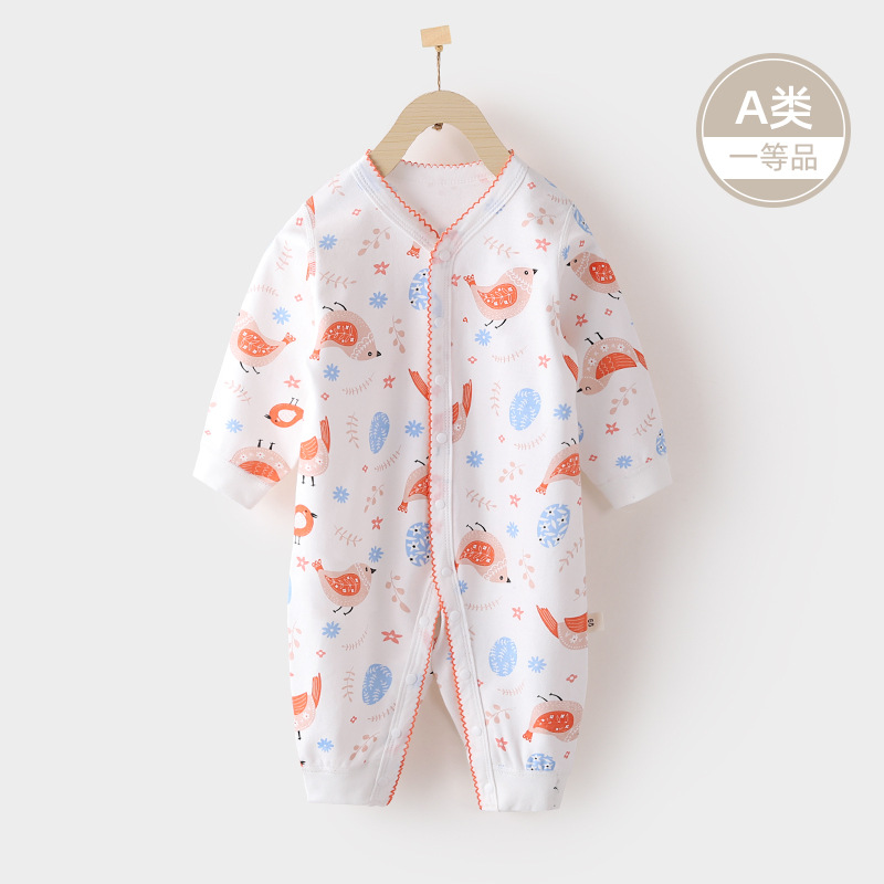 婴儿连体衣春秋季满月宝宝衣服新生儿长袖爬服卡通哈衣洋气开衫