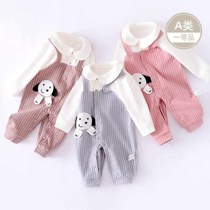 婴儿连体衣春秋男女宝宝哈衣爬服长袖纯棉洋气新生儿衣服外出服
