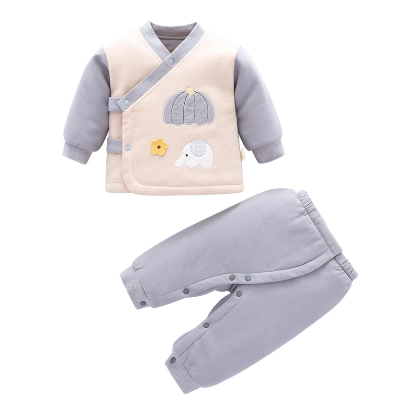 新生儿秋冬分体纯棉可开档棉服宝宝冬季保暖两件套套装婴幼儿衣服
