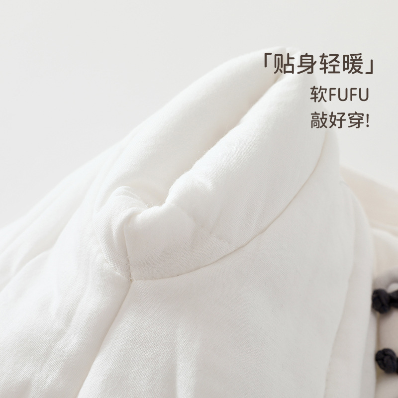 婴儿衣服秋冬装夹棉新中式男宝宝拜年连体衣国风百天周岁礼服冬季