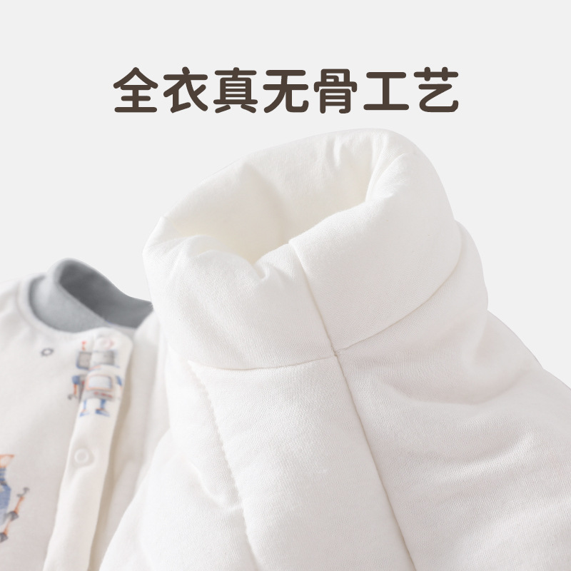 婴儿棉衣冬装连体衣加厚秋冬套装新生儿夹棉哈衣宝宝保暖棉服