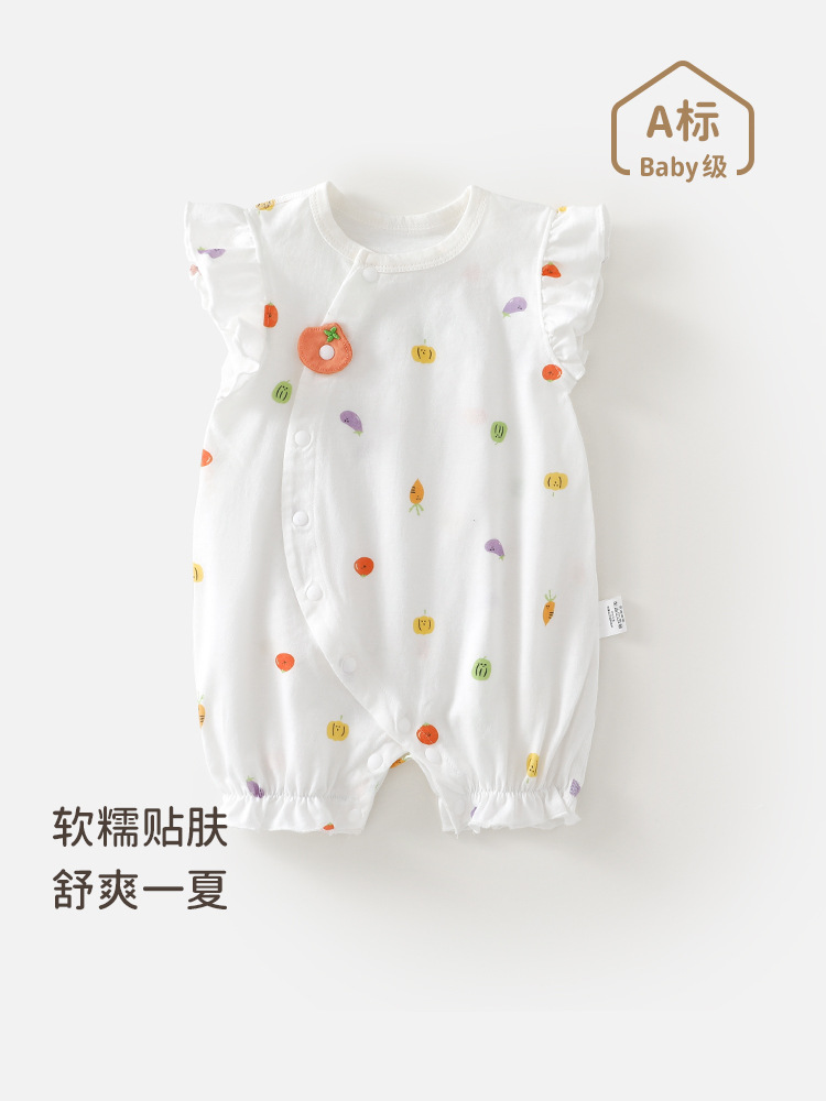 婴儿衣服新生夏季薄款纯棉短袖连体衣女宝宝夏装可爱公主甜美哈衣