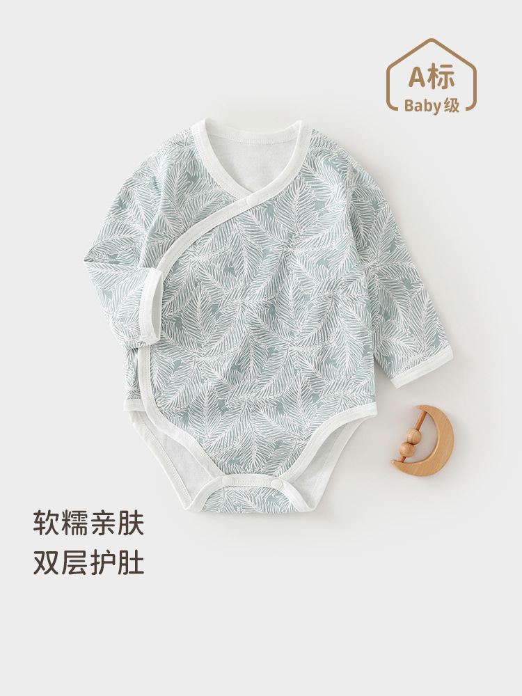 婴儿春秋纯棉长袖包屁衣宝宝便捷魔术贴薄款哈衣打底内衣连体睡衣