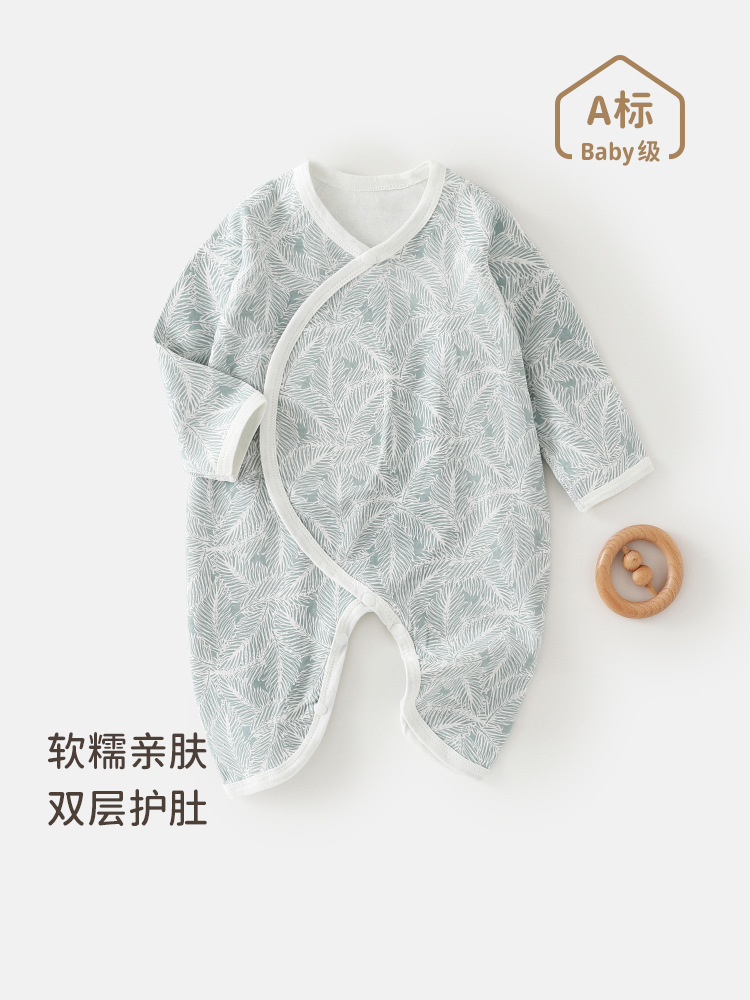 婴幼儿四季款纯棉蝴蝶衣新生儿a类春秋哈衣宝宝纯棉魔术贴连体衣