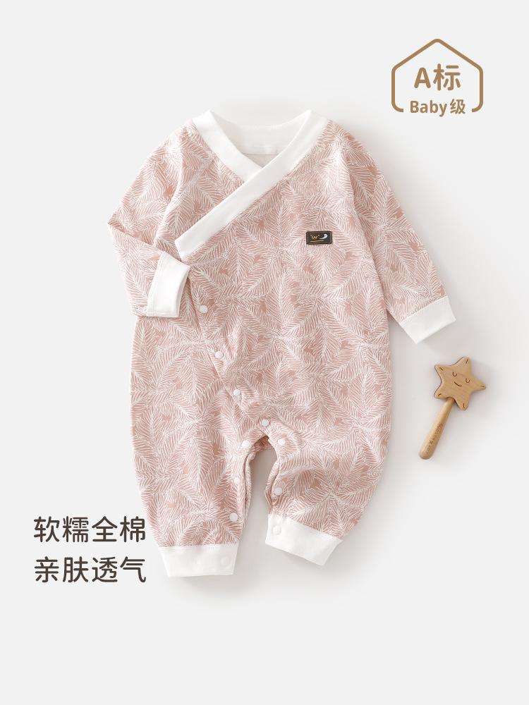 春季新款婴儿长袖连体衣宝宝春秋纯棉中国风和服新生儿a类连体衣