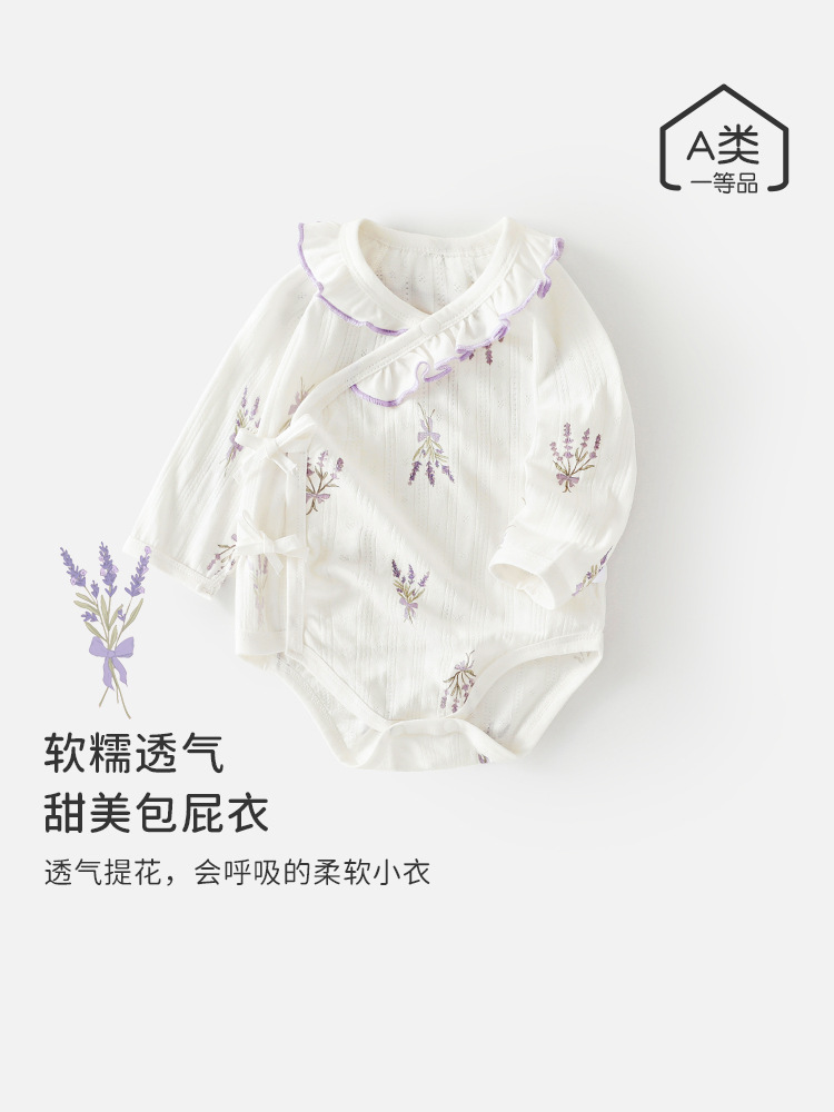 新生儿绑带包屁衣婴儿夏季薄款连体衣服弹力女宝宝三角哈衣和尚服