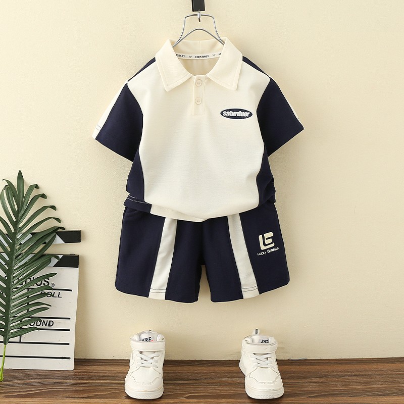 童装男童夏装套装2023新款痞帅宝宝短袖衣服儿童夏款polo衫两件套