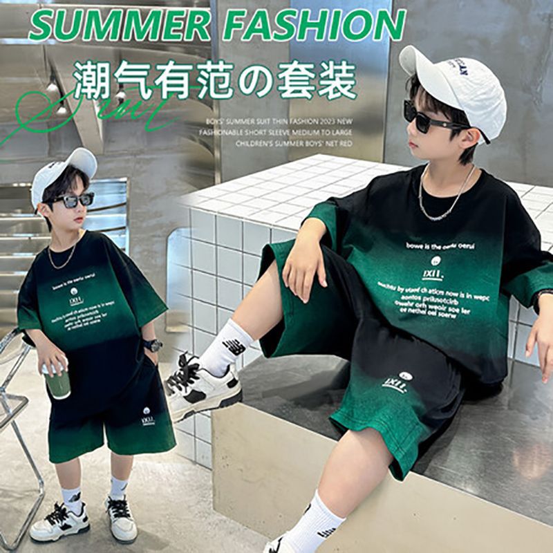 童装男童夏季短袖套装2024新款中大童两件套男孩夏装儿童运动装潮