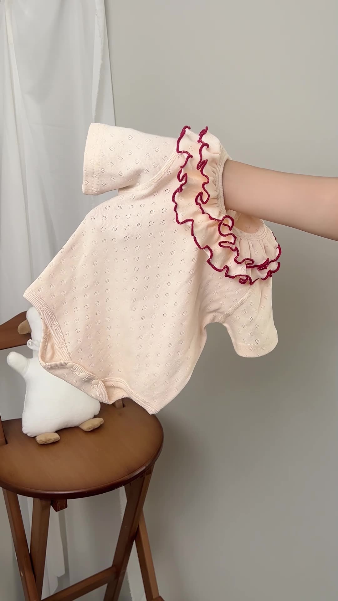 婴儿连体衣夏季荷叶空调服纯棉包屁衣a类男女宝宝夏薄款安阳童装