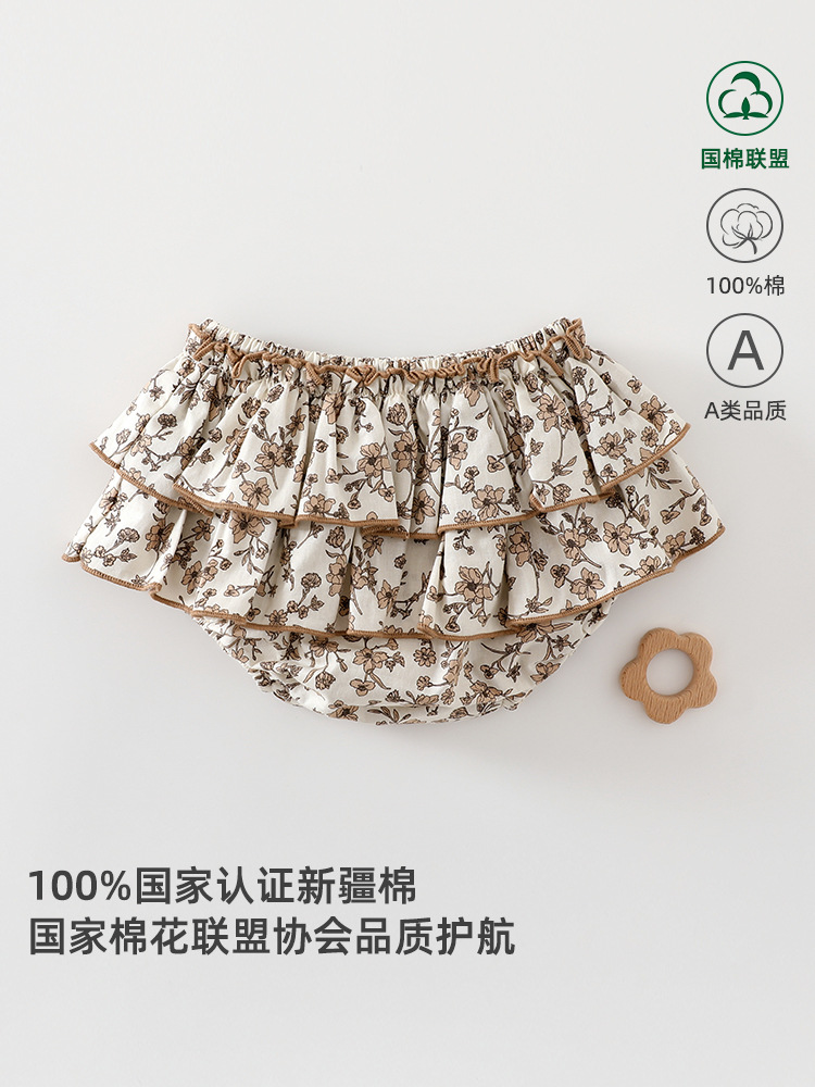 婴儿花苞裤0-1岁夏季a类童装宝宝碎花裙女童甜美公主新生儿花苞裙